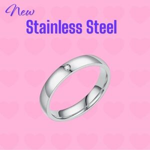 New Stainless Steel 316L Rhinestone Wedding Ring Jewelry